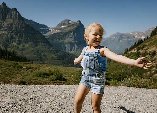 A happy child on Going-to-the-Sun Road